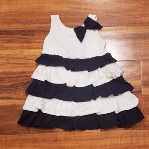 Janie and Jack 12-18 months navy and white ruffle tiered ponte dress